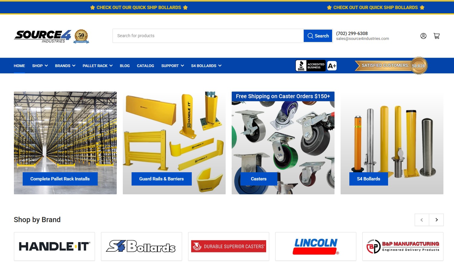 Source 4 Industries homepage using the updated Shopify theme