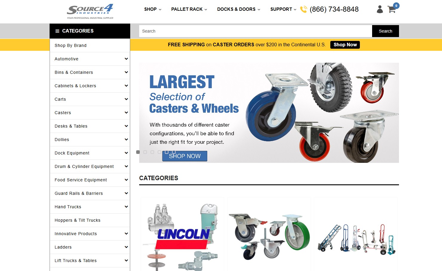 Source 4 Industries homepage using the previous Shopify theme